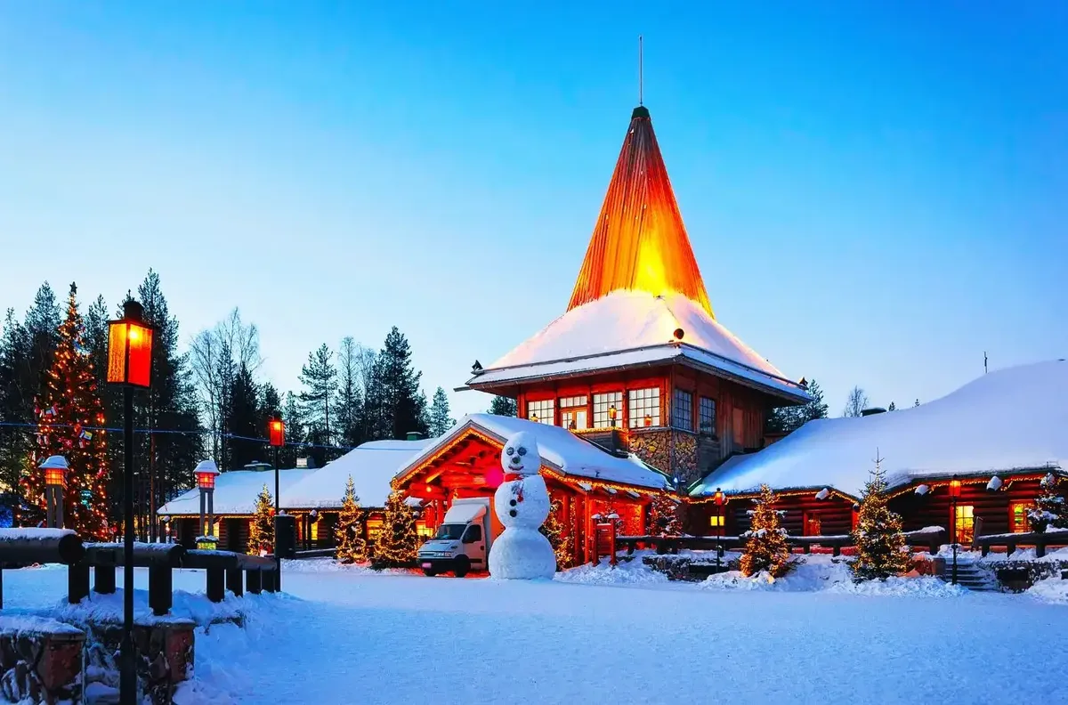 Santa Claus Village in Rovaniemi under snow