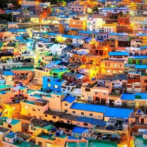 The colourful hillside houses of Gamcheon Culture Village in Busan